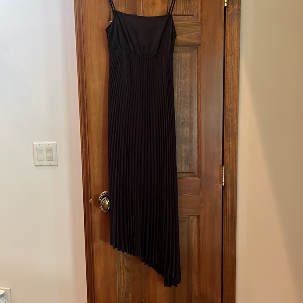 NWT AllSaints black asymmetrical pleated midi dress